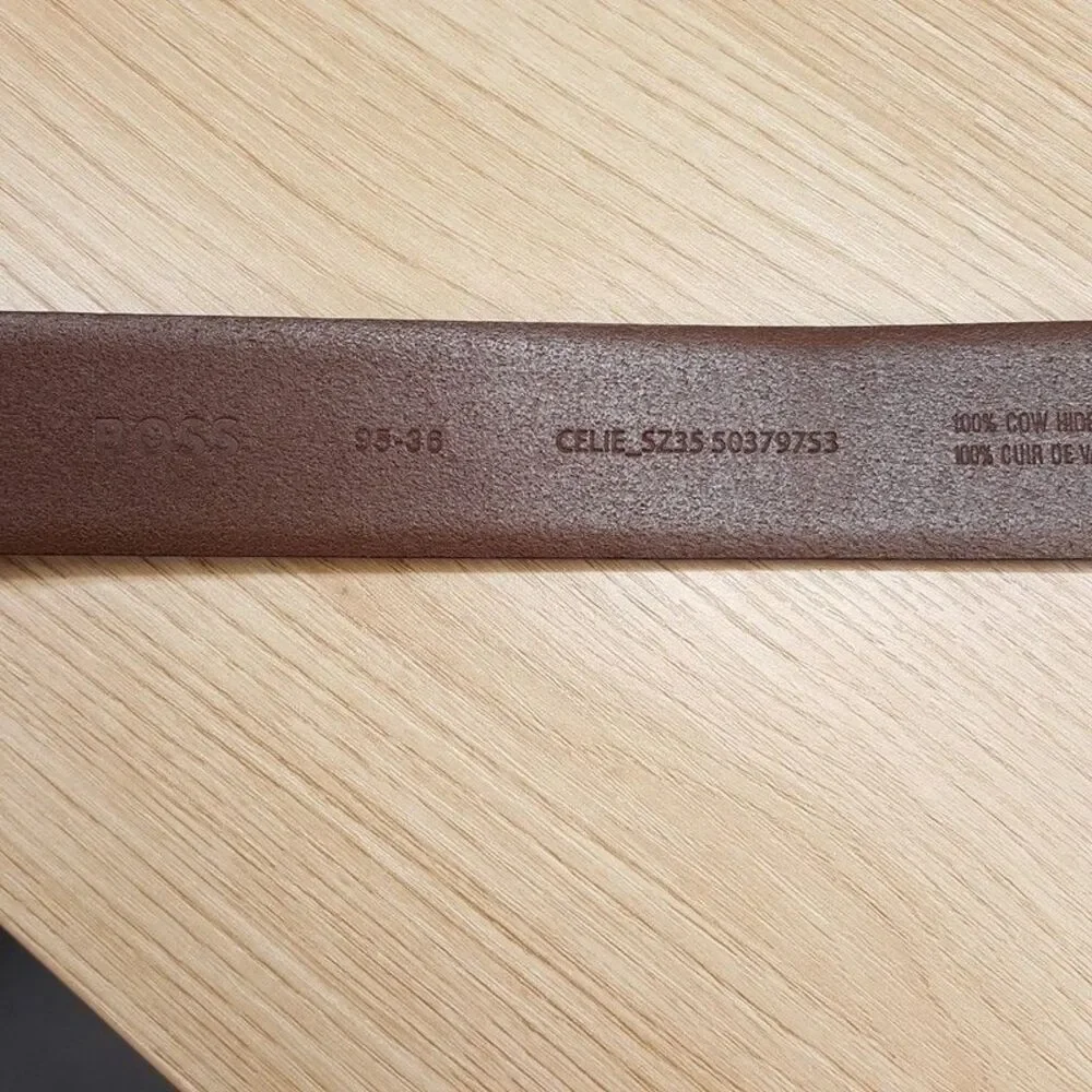 HUGO BOSS Belt Mens Size 36 Brown Leather CELIE